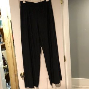Black pleated wide leg pull on pants
